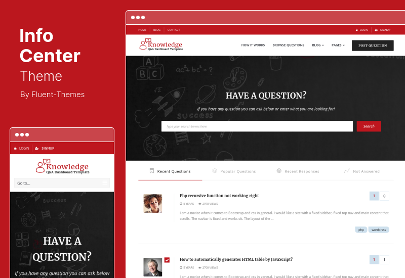موضوع InfoCenter - قاعدة المعرفة وموضوع Q / A WordPress