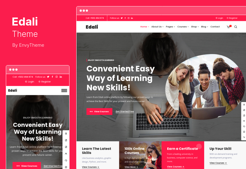 موضوع Edali - دورات عبر الإنترنت التدريب والتعليم LMS WordPress Theme