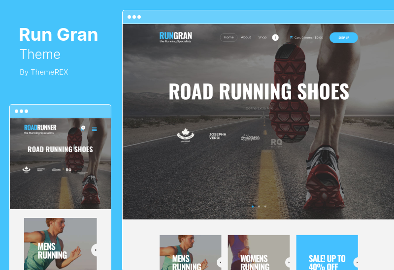 Run Gran Theme - ثيم WordPress للملابس الرياضية والعتاد