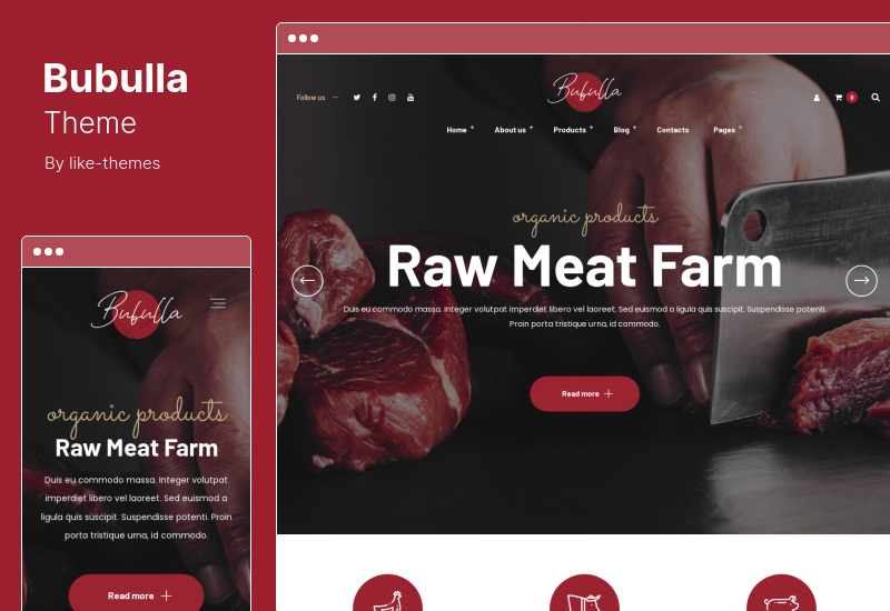 Tema Bubulla - Tema WordPress de Fazenda de Carne e Loja de Frutos do Mar