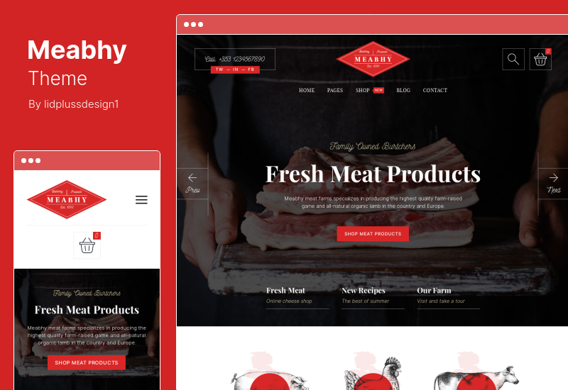 Tema Meabhy - Tema WooCommerce Meat Farm & Food Shop