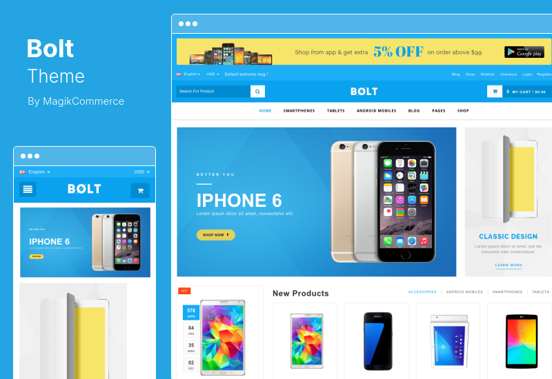Bolt Theme - Tema WooCommerce multipropósito para tiendas de electrónica, muebles, gimnasios y moda
