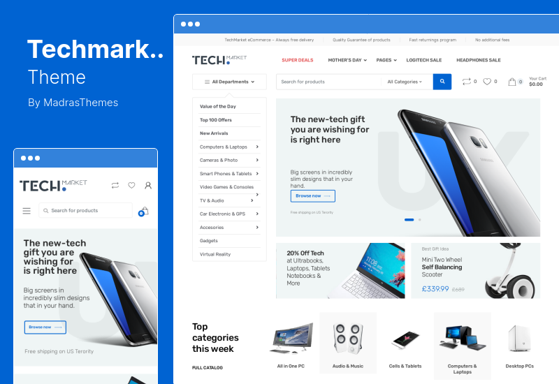 Tema Techmarket - Tema WooCommerce para multidemo y tienda de electrónica