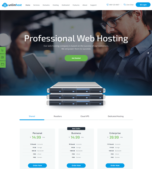 Tema de alojamiento Unlimhost