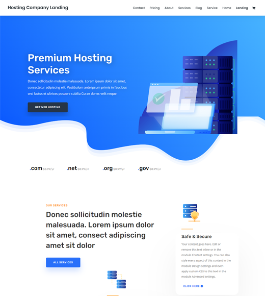 Tema de alojamiento Divi