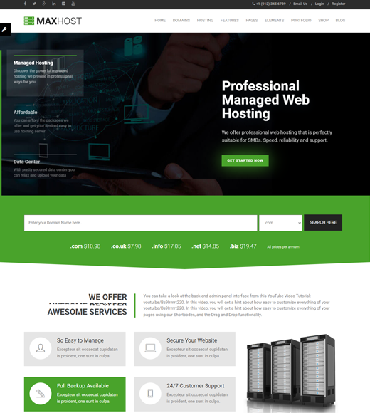 Tema de WordPress para alojamiento web de Maxhost