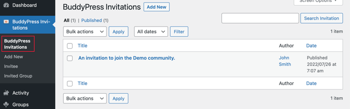 您可以看到所有用户发送的邀请列表 You Can See a List of Invitations Sent by All Users