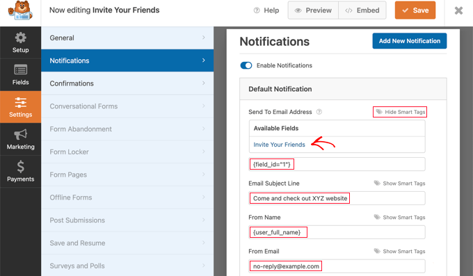 填写电子邮件设置 Fill in the Email Settings