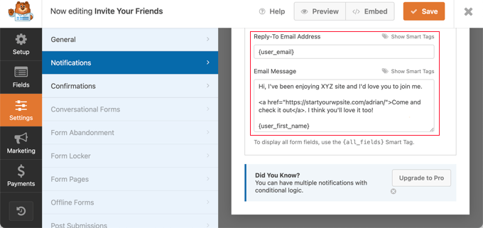 使用 HTML 和智能字段撰写邀请电子邮件 Compose Your Invitation Email Using HTML and Smart Fields