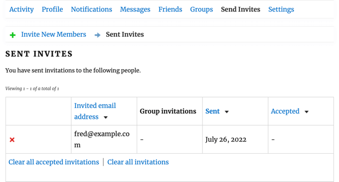 用户查看他们已发送的邀请列表 Users See a List of Invites They Have Sent