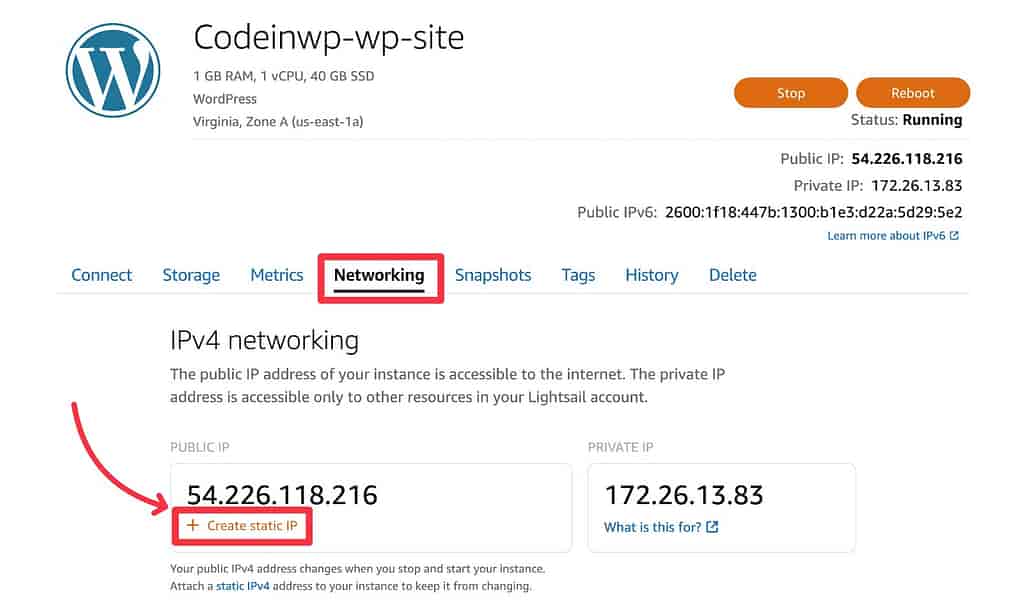 إنشاء IP ثابت