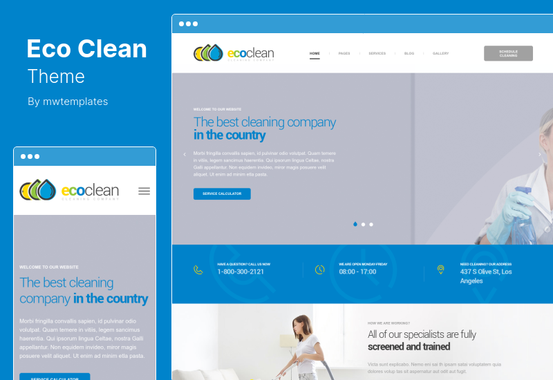 EcoClean テーマ - ハウス クリーニング会社の WordPress テーマ