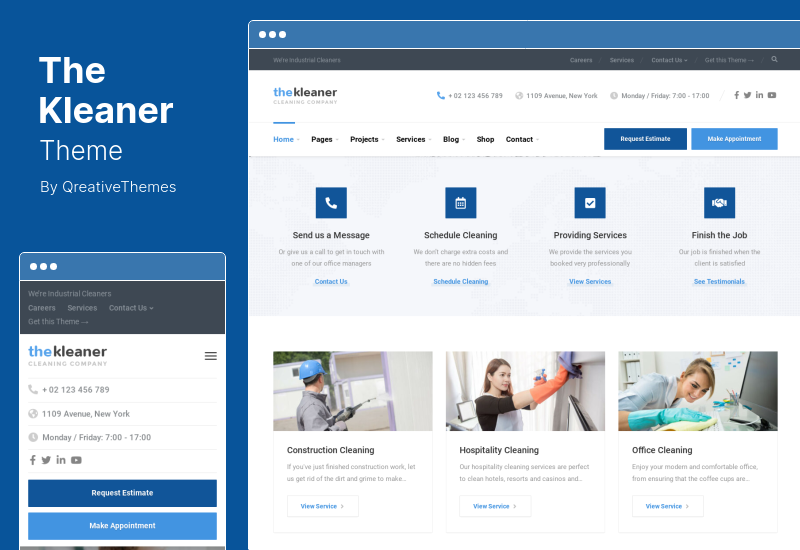 The Kleaner テーマ - 産業用クリーニング会社の WordPress テーマ