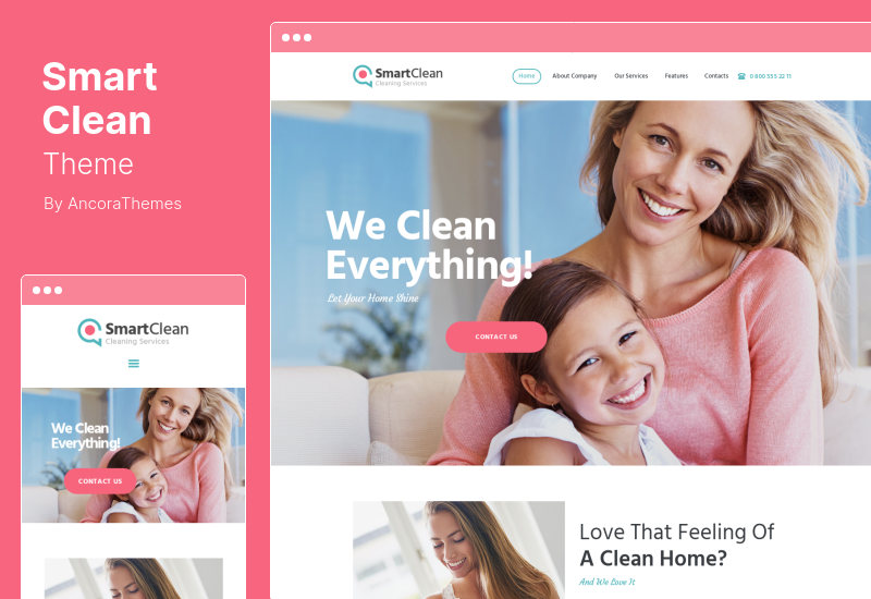 SmartClean テーマ - ハウスキーピング、洗濯クリーニング会社の WordPress テーマ