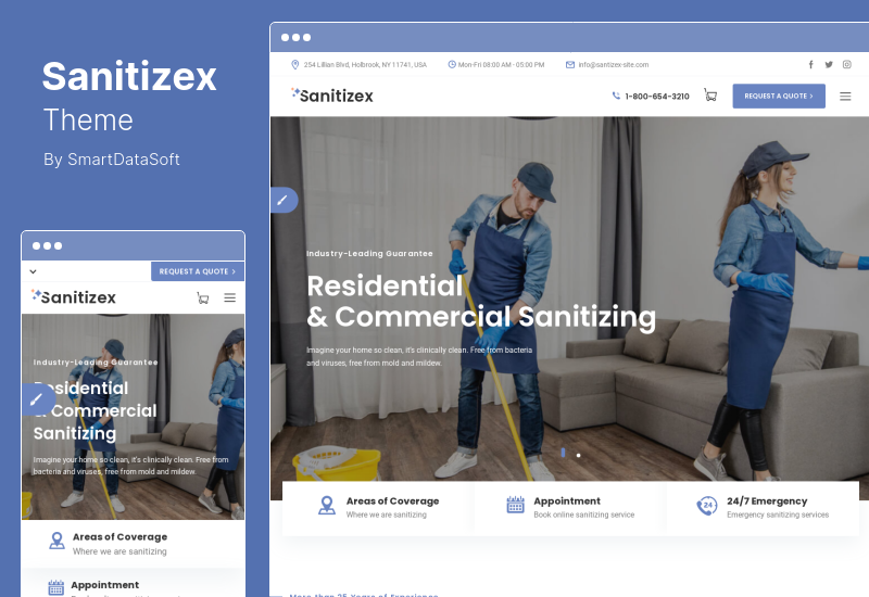 Sanitizex テーマ - サニタイズとクリーニング サービスの WordPress テーマ