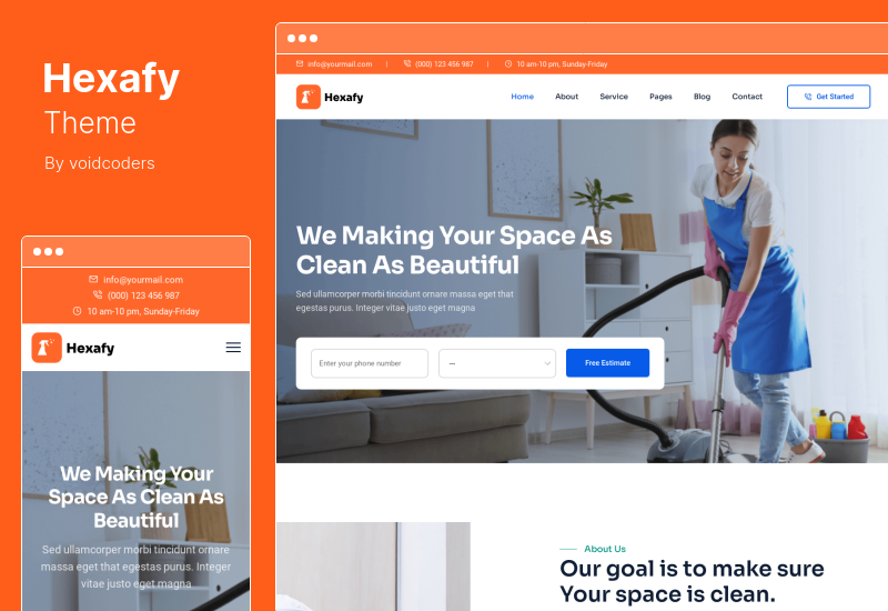 Hexafy テーマ - 清掃会社の WordPress テーマ