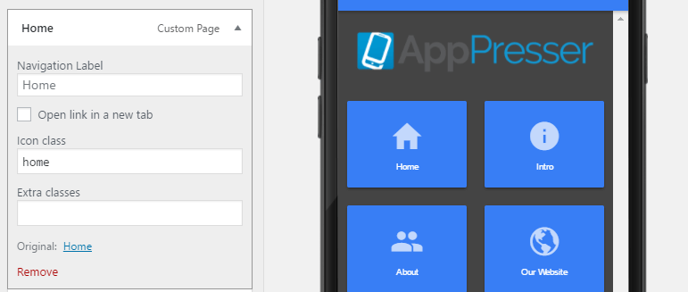 从菜单中删除项目。
