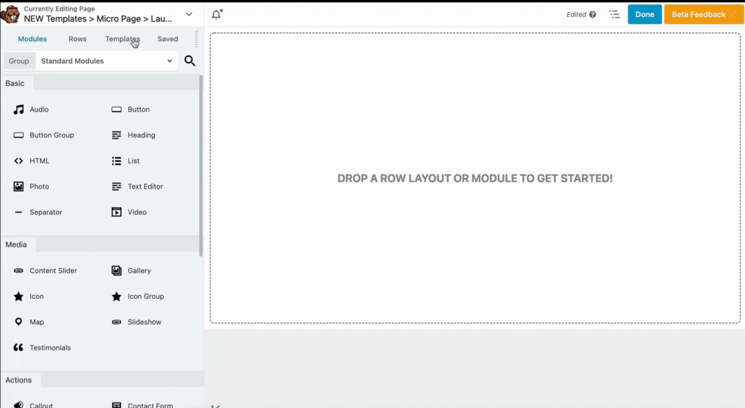 Beaver Builder 2.6 の新しいマイクロ テンプレートのデモ