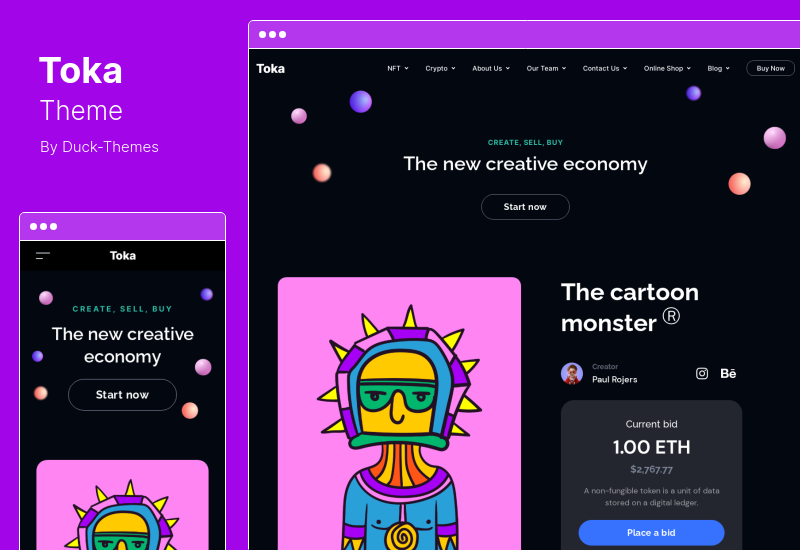 سمة Toka - سمة NFT & Crypto WordPress
