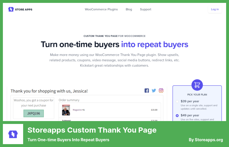 Плагин страницы благодарности Storeapps Custom — превратите разовых покупателей в постоянных покупателей