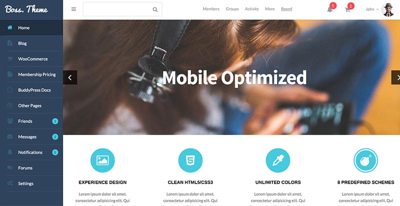 Boss – WordPress BuddyPress-Thema