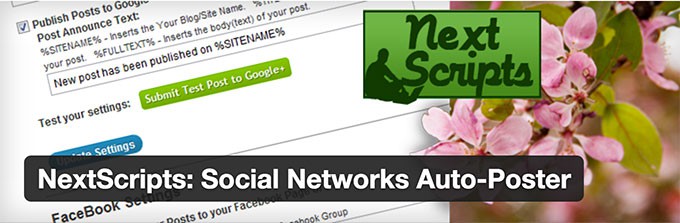 Affiche automatique des réseaux sociaux NextScripts (SNAP)