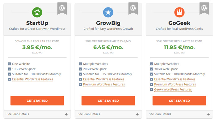 SiteGround WordPress Hosting Plans