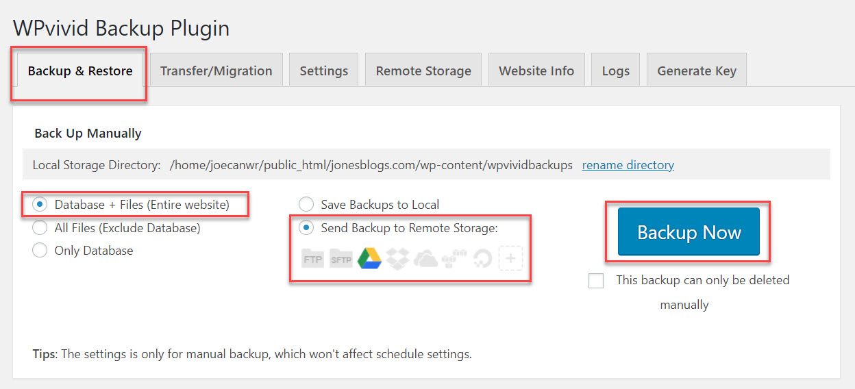 Backup manual