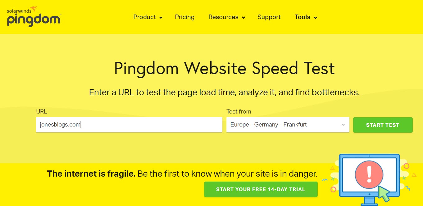 WordPress 페이지 속도 - Pingdom