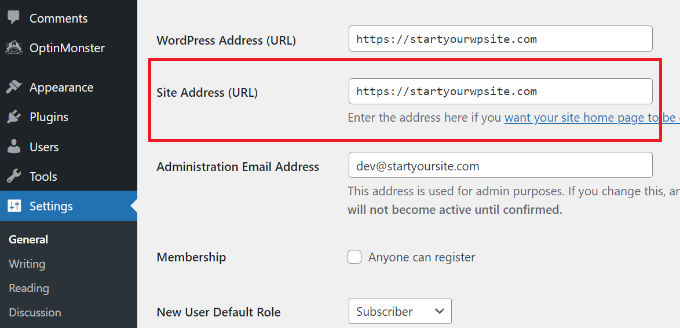ดู URL ที่อยู่เว็บไซต์ของคุณ View your site address URL