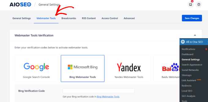 ไปที่เครื่องมือของผู้ดูแลเว็บ Go to webmaster tools