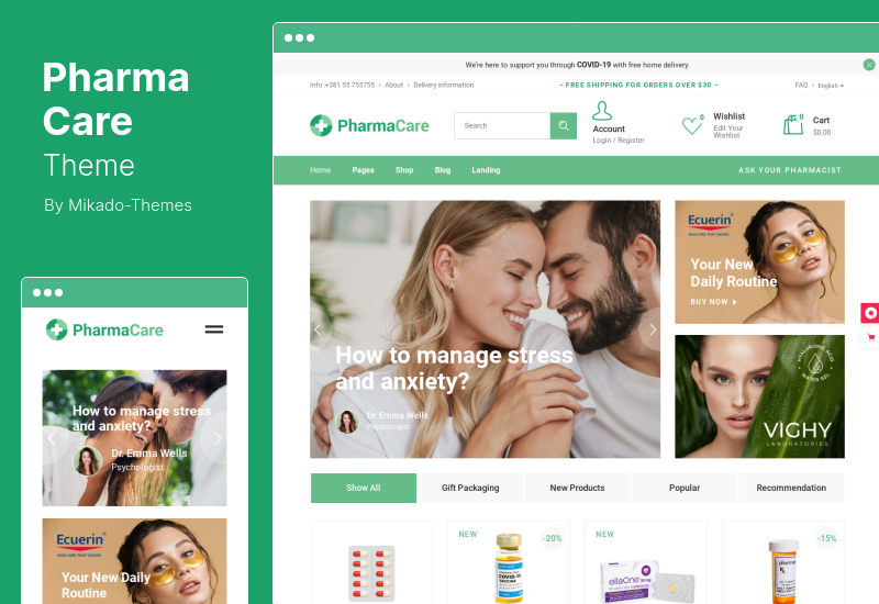 PharmaCare Theme - ร้านขายยาและการแพทย์ WordPress Theme