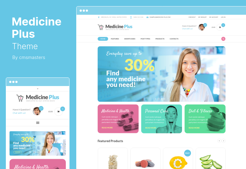 Medicine Plus Theme - ร้านขายยาและร้านขายยา WordPress Theme
