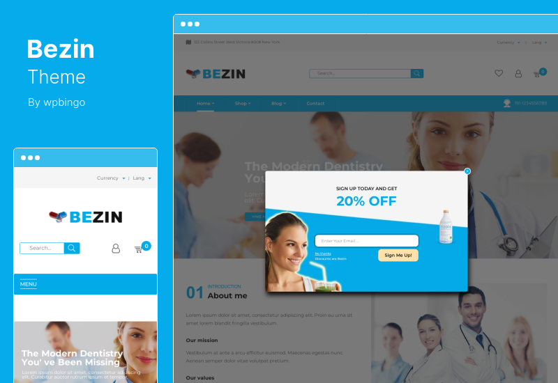 ธีม Bezin - ธีมร้านขายยาและสุขภาพ WooCommerce