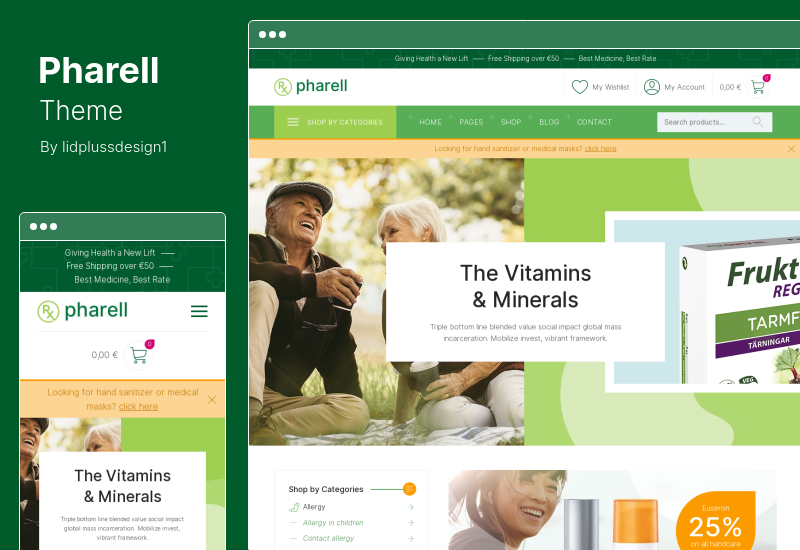 Pharell Theme - ร้านค้าทางการแพทย์และร้านขายยา WooCommerce Theme