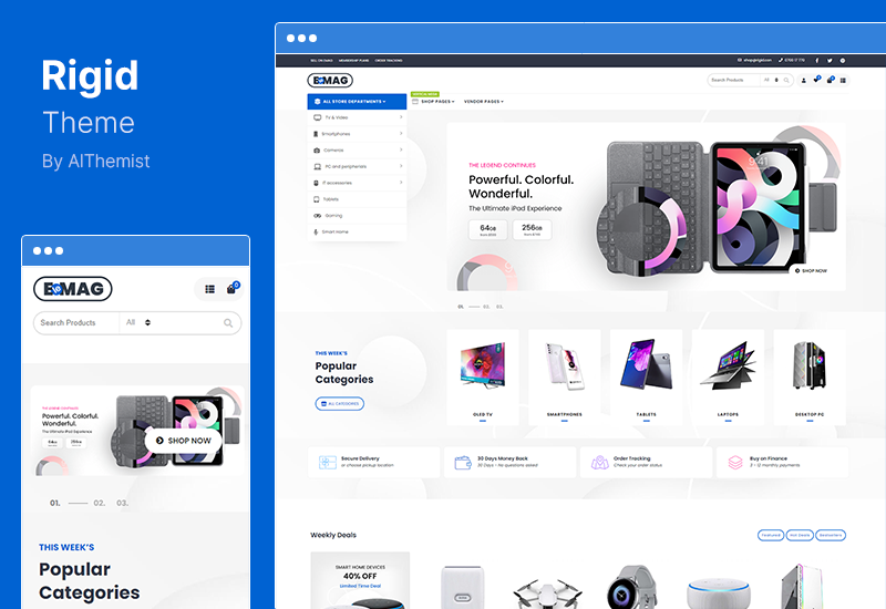 刚性主题 - WCFM 多供应商市场和单一商店的 WooCommerce 主题