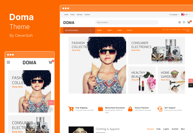 Doma 主题 - 多供应商 Elementor WooCommerce 主题