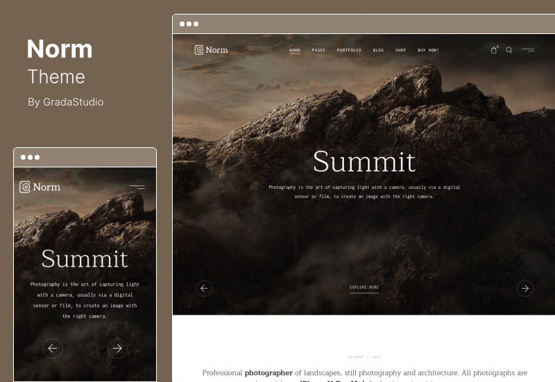 Norm テーマ - 写真 Elementor WordPress テーマ