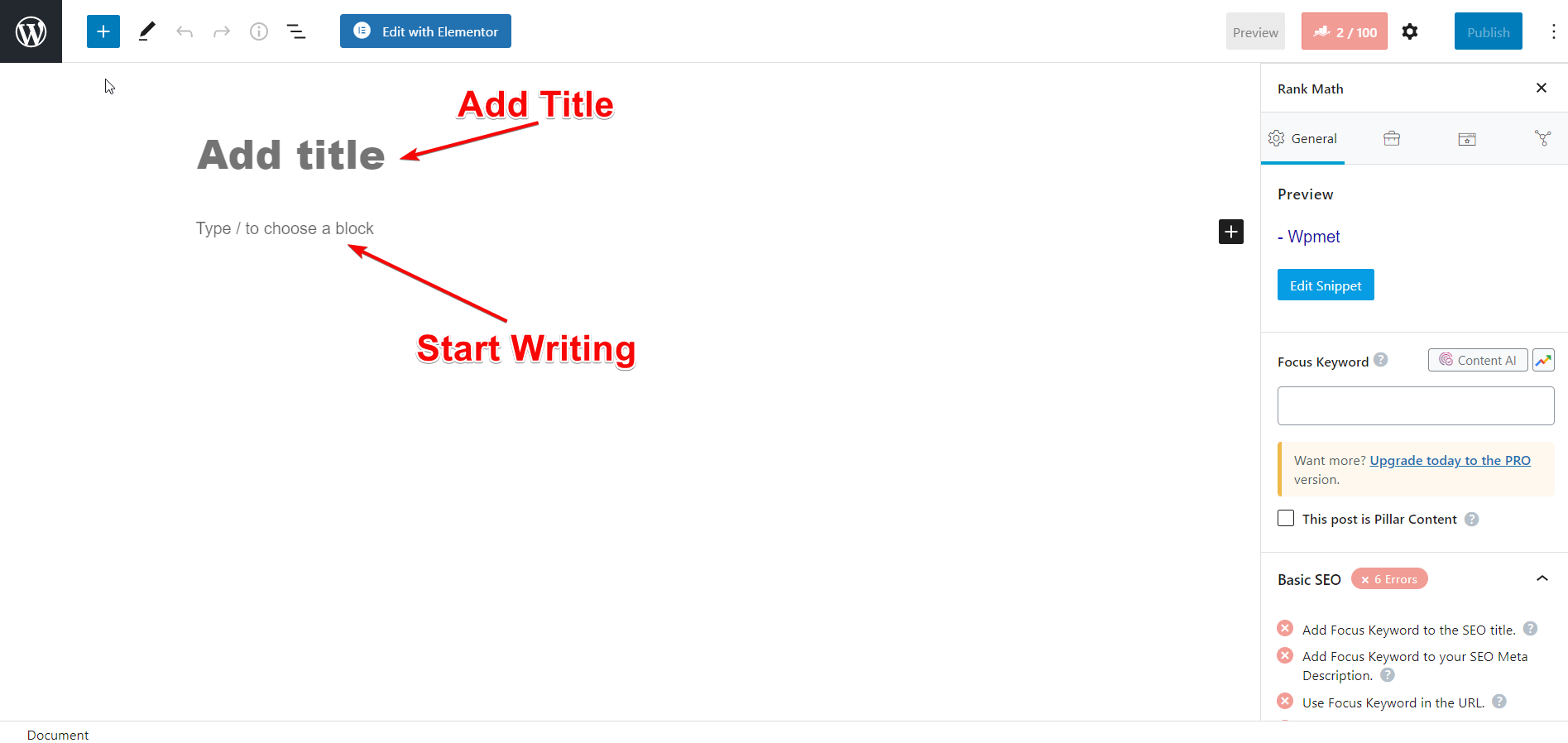Editor visivo: termini e glossario di WordPress