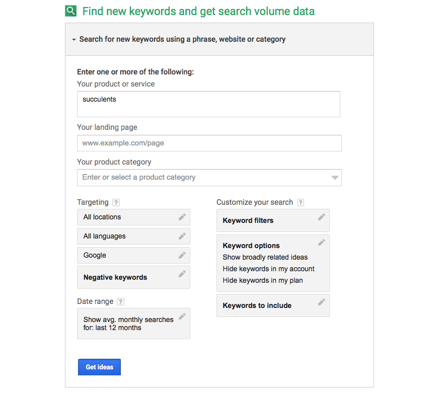 谷歌关键字规划师