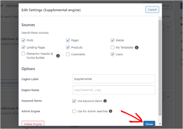 fenêtre contextuelle de recherche de sources wp