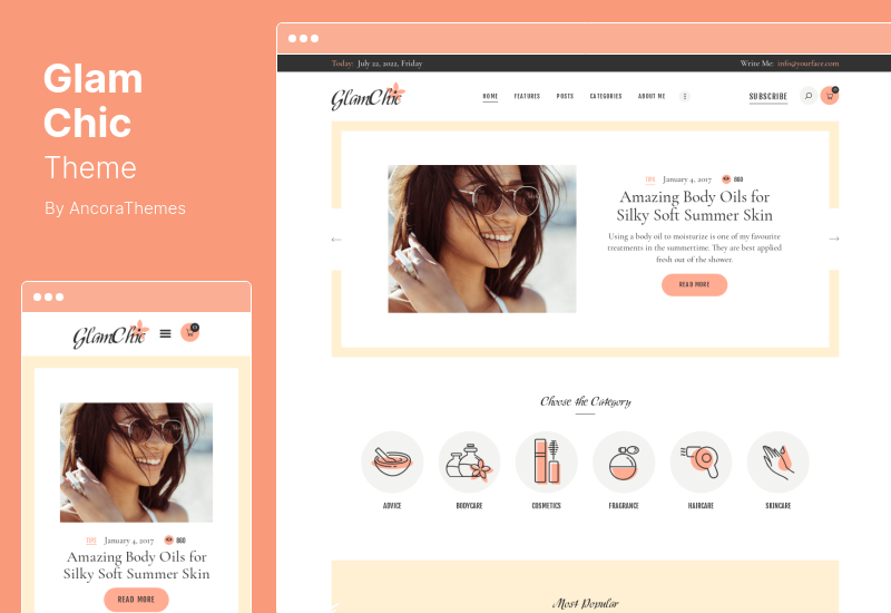 Tema GlamChic - Blog Kecantikan & Tema WordPress Majalah Online