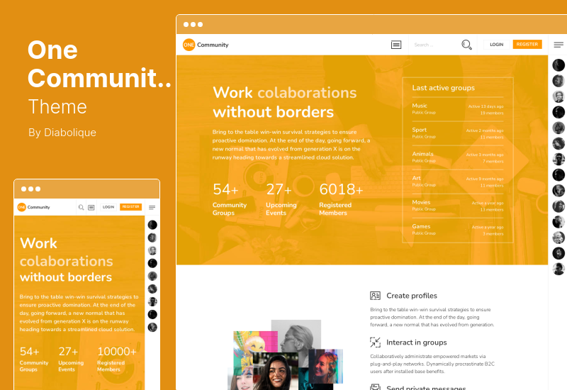 OneCommunity Teması - BuddyPress Üyeliği WordPress Teması