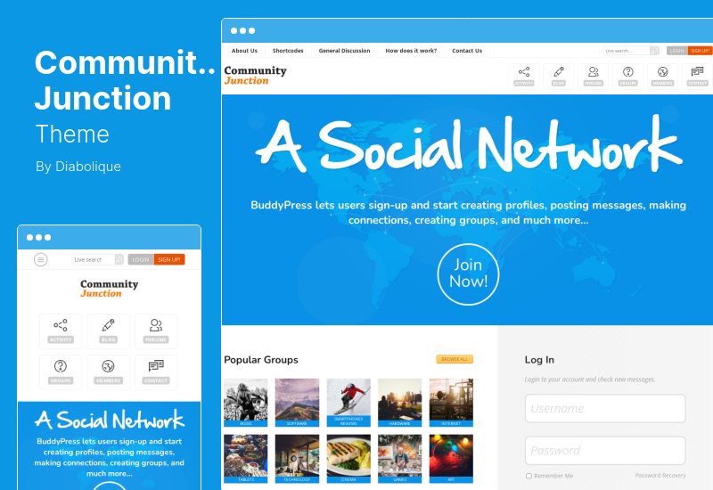 CommunityJunction Teması - BuddyPress Üyeliği WordPress Teması