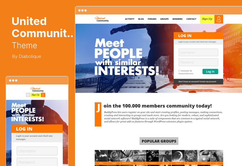 UnitedCommunity Teması - BuddyPress Üyeliği WordPress Teması