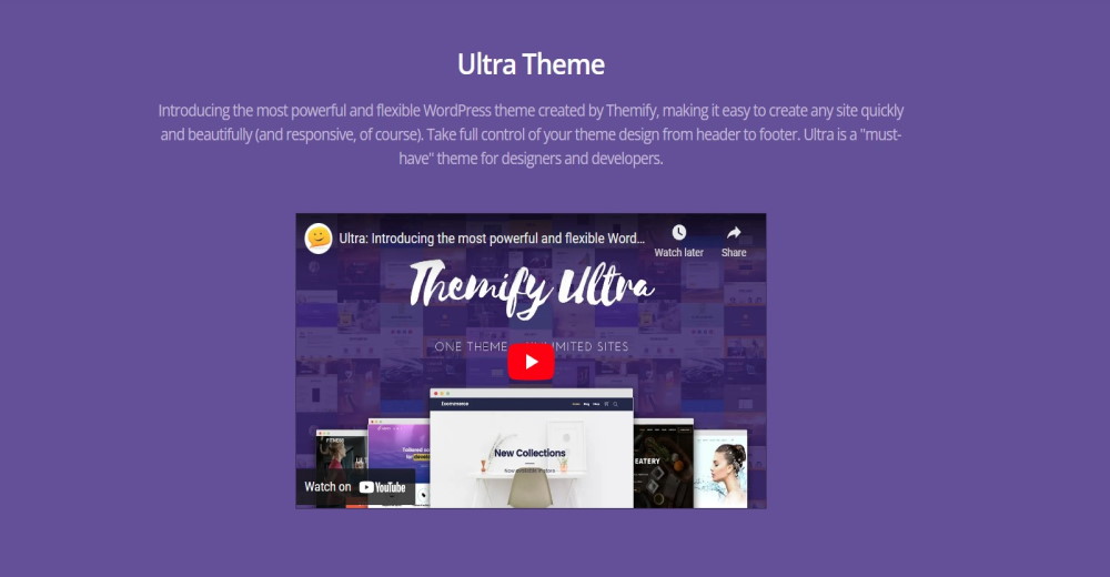Ultra WordPress teması resmi web sitesi