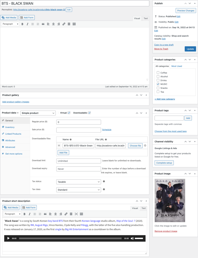 BTS 音乐文件作为 Woocommerce 数字产品导入