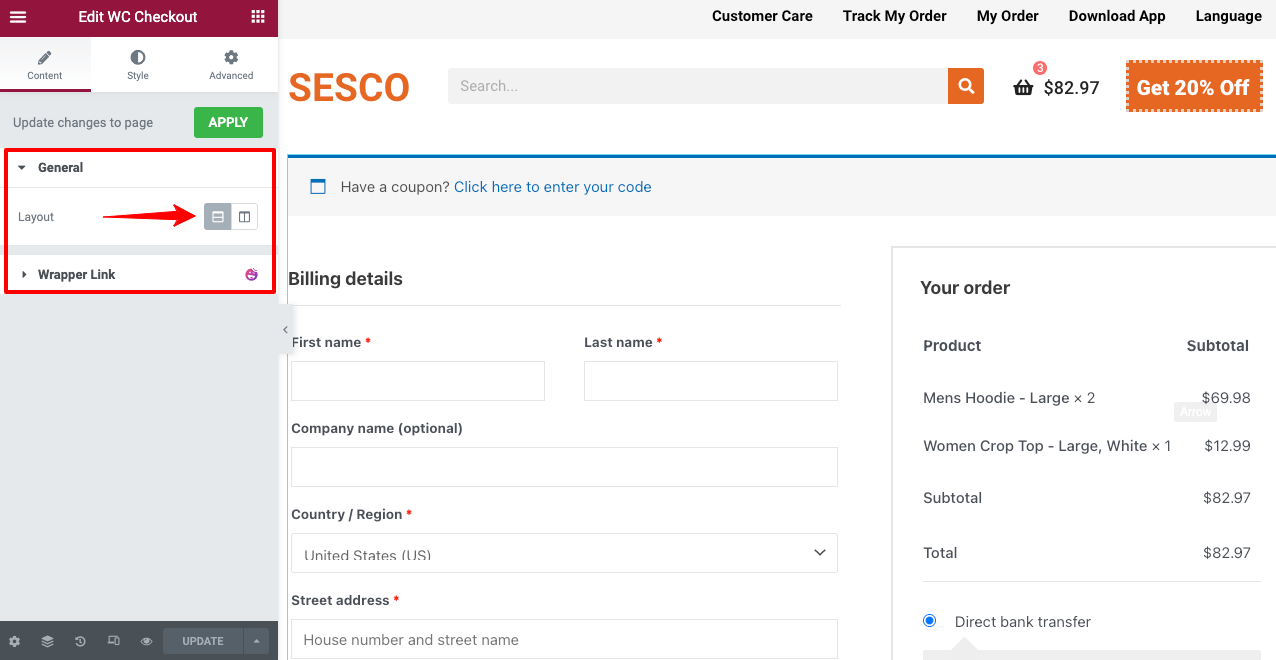 Elementor 및 HappyAddons 6으로 WooCommerce 체크아웃 페이지를 사용자 정의하는 방법 Change the Layout Style of WooCommerce Checkout Page