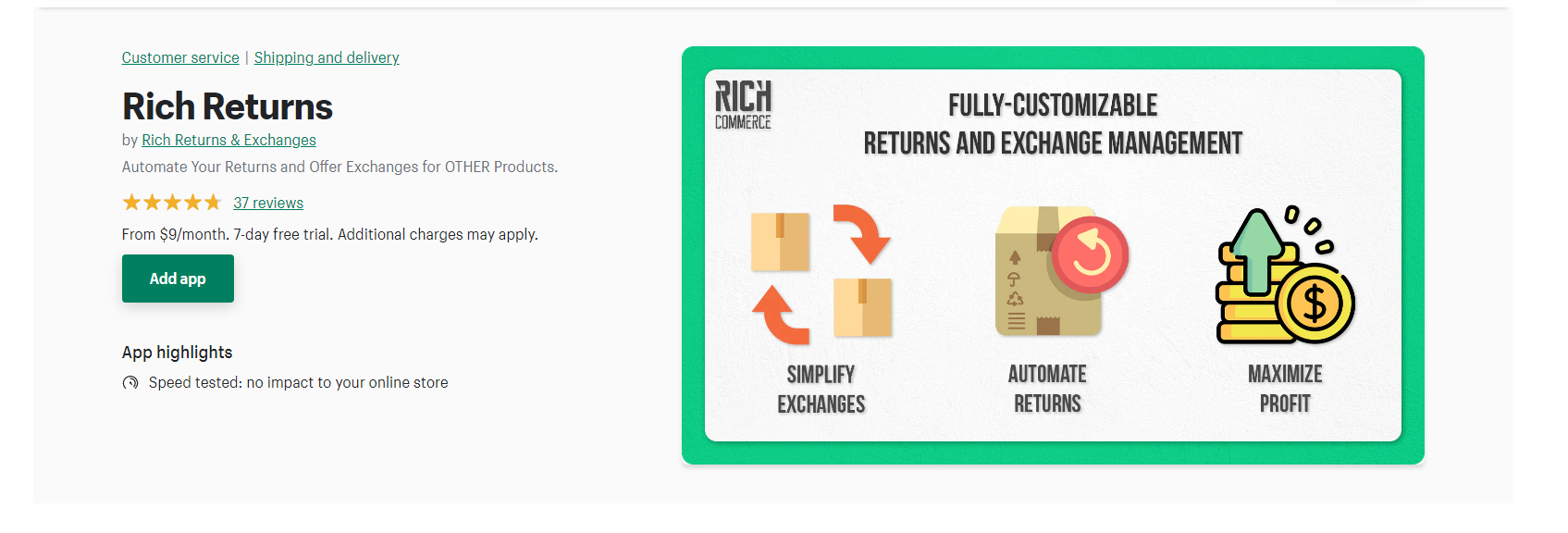 Rich Returns - Shopify-Rückgabe-Apps