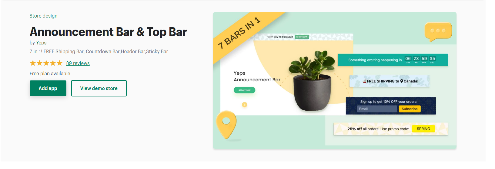 Da - Bara de livrare gratuită Shopify